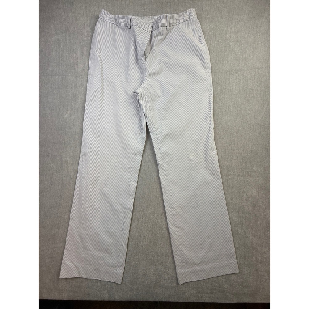 Brooks Brothers Womens Blue White Seersucker Striped Trousers Size 8 Woven Italy